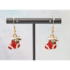Enameled Christmas Stockings Drop Dangle Earrings E122